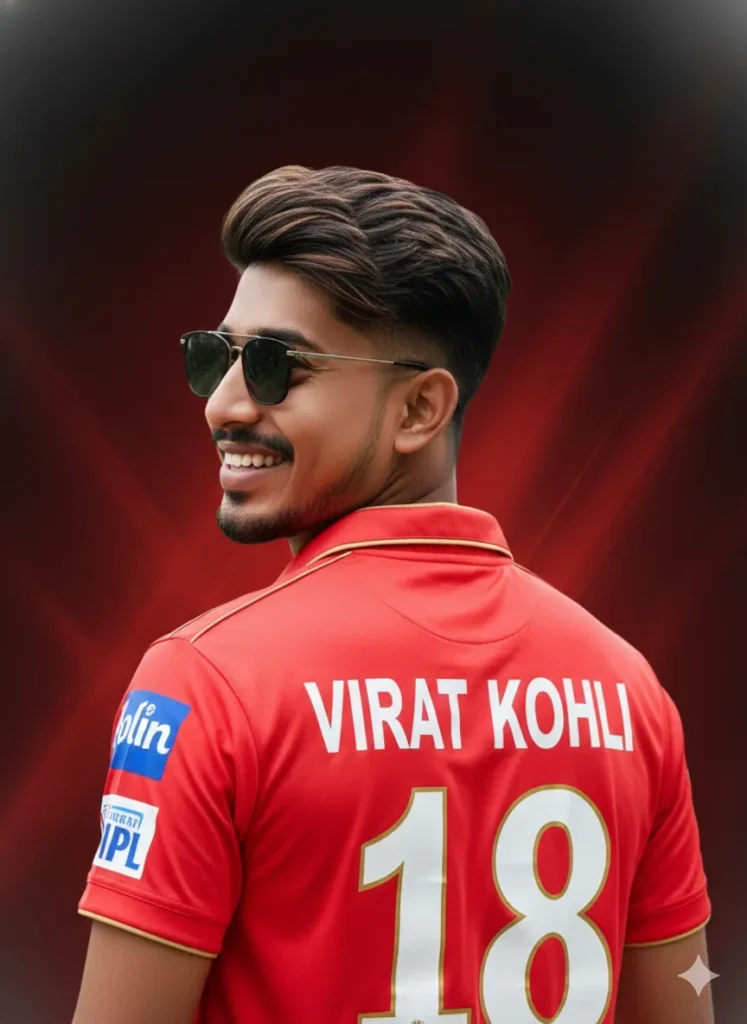 Virat Kohli Fan in RCB Jersey: A Cinematic Hero Pose